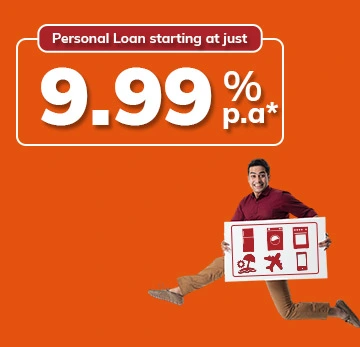  Personal loan offer starting at 9.99% valid until Feb 28, 2026. Happy family in winter clothes.